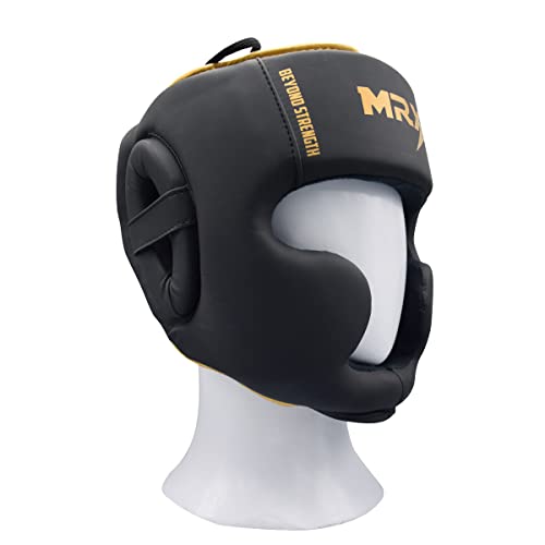 Boxing Headgear MMA Muay Thai, Head Gear for Kickboxing Sparring Grappling Martial Arts Taekwondo Training - color: Black-Golden, size: Large-X-Large
