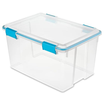Sterilite 4-Pack 54 Quart Gasket Box, Home Storage Organizer Bins with Lids - Stackable Clear Plastic Containers for Bedroom, Bathroom, Garage, Basement, or Attic