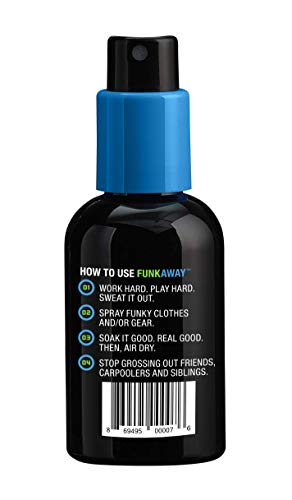 FunkAway Travel Size Shoe Deodorizer Spray (3.4 oz - 3 Pack) Odor Eliminator for Shoes, Gym Bags, Clothes and Gear, On-the-Go Odor Neutralizer that Attacks Funk at the Source - size: 3.4 Fl Oz (Pack of 3), style: Travel Size