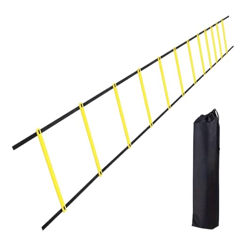 Footwork Ladder Portable 12 Rung Speed Training Equipment | 19.6ft Workout Ladder with Carry Bag for Football Basketball Baseball Tennis Volleyball Boxing Gym Outdoor Workout Fitness