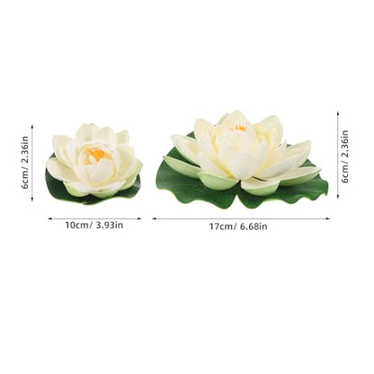 6pcs Artificial Floating Foam Lotus Flower with Water Lily Pad Pond Ornaments - Lifelike Plant for Patio Pool Fish Tank Aquarium Garden Home