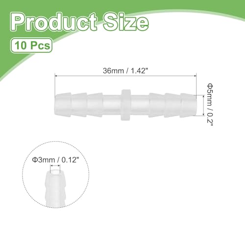 MECCANIXITY 10pcs Plastic Hose Barb Fitting, 3/16" Barbed Hose Pipe Fitting Splicer Mender Joint Adapter for Water Liquid Fuel Line Tube, Clear - color: Clear, size: 3/16"