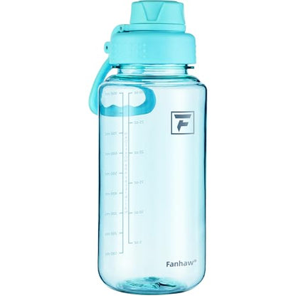 Fanhaw 32 oz Clear BPA-Free Tritan Water Bottle with Fast-Flow Spout Lid, BPA-Free & Leak-Proof Wide-Mouth Reusable Bottle for Gym, School & Office, Back to School Essentials (Baby Blue) - color: Baby Blue, style: 1 Pack
