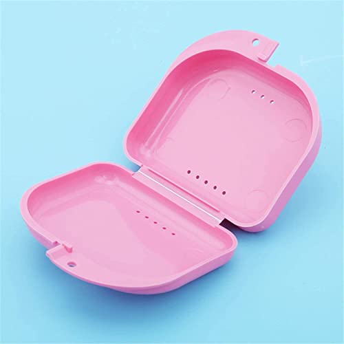 Mouth Guard Case Orthodontic Retainer Box Denture Storage Container, Pink Durable and Professional