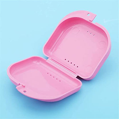 Mouth Guard Case Orthodontic Retainer Box Denture Storage Container, Pink Durable and Professional