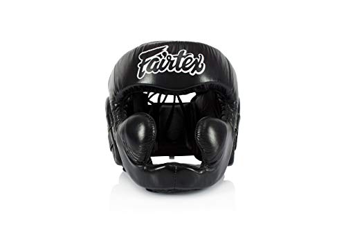 Fairtex Full Head Guard, Muay Thai MMA Sparring Helmet Protective Headgear - color: HG13 Black Lace-up, size: X-Large