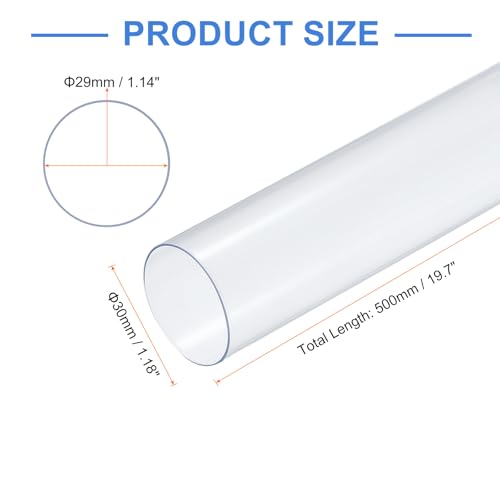 uxcell 10 Pcs Clear Plastic Rigid Tubing 29mm ID x 30mm OD, 0.5 Meters Length Round Polycarbonate Tubing for Aquarium Water Pipe, Water Cooling System, Plumbing - size: 29mm x 30mm