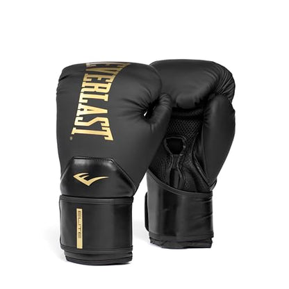 Everlast Elite 2 Boxing Gloves - color: Black/Gold, size: 14 oz