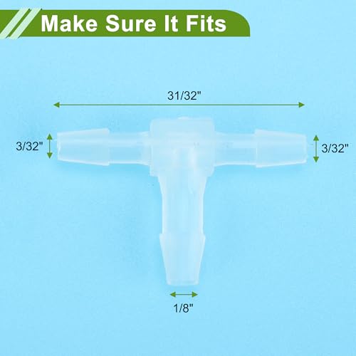 Plastic Hose Barb Fitting 3/32" x 1/8" x 3/32" Tee Type Fitting PP 4 Pcs