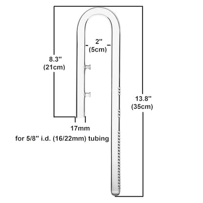 Glass Lily Pipe Set Outflow with Surface Skimmer & Multi-Level Water Intake (17mm for 16/22mm (5/8'' i.d.) tubing) - size: 17mm for 16/22mm (5/8'' i.d.) tubing