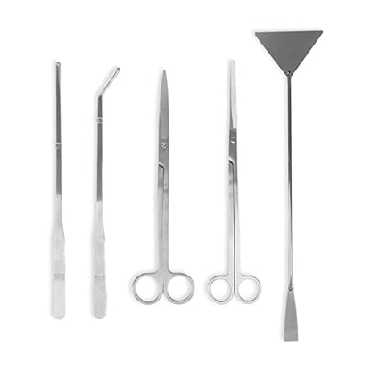 Aquarium Scissors Plant Tools 5 in 1 Stainless Steel Aquascaping Kit with Tweezers Scissors and Spatula for Precise Aquarium Maintenance