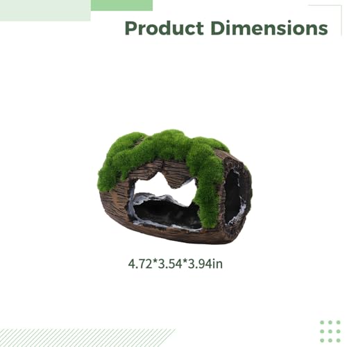 Brown Barrel Fish Tank Ornament, 12 Cm Aquarium Decoration with Mossy Accent, Resin Fish Cave for Shelter