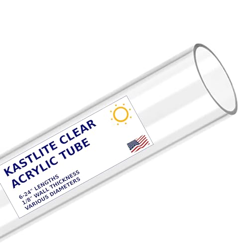 6"OD Clear Acrylic Tube – 1/8” Thick Wall Custom Length Pipe – Rigid Plastic Tubes for Crafts, Aquarium Plumbing, Water Tank Fittings, Downstem Hose Replacement & DIY Air Tubing – Round, 1pc