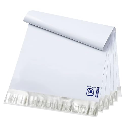 POLYSELLS 200 pcs 12x15.5 Inches White (Silver) Poly Mailers Shipping Envelopes, Strong Adhesive Sealing, Waterproof, and Tear-resistant Postal Mailing Bags for Small Business, Clothes - size: 12"x15.5" 200 PCS