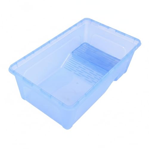 Compact PP Plastic Storage Container with Integrated Raised Platform - Small Indoor Organizer Box, Blue