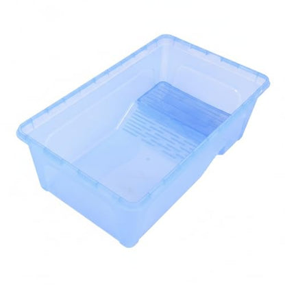 Compact PP Plastic Storage Container with Integrated Raised Platform - Small Indoor Organizer Box, Blue