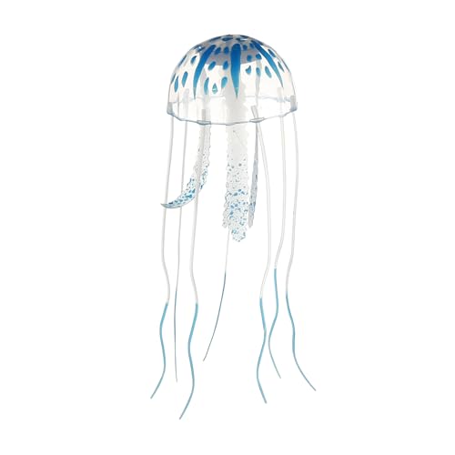 Fish Tank Jellyfish Decoration, Silicone Fluorescent Jellyfish Glow Ornaments for Aquarium, 2.3x5.9inch(Blue)