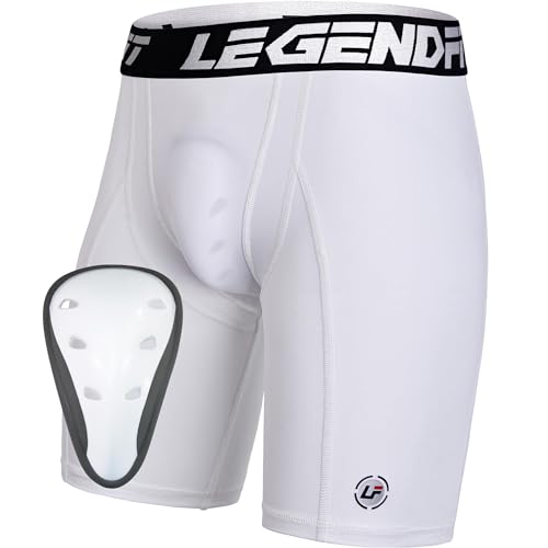 Youth Boys Baseball Compression Shorts with Athletic Cup - color: White, size: Small