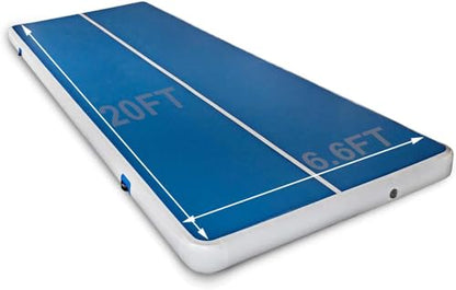20x6ft Inflatable Air Gymnastics Track Mat Thickness Gymnastics Tumbling Air Mat Inflatable Tumble Track with Electric Air Pump, for Gym/Training/Yoga/Home use/Exercise/Cheerleading/Water