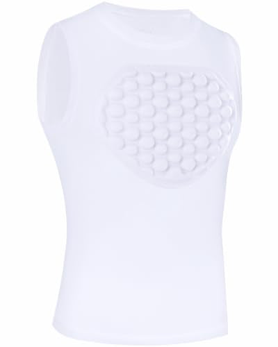 Youth Baseball Chest Protector Softball Lacrosse Football Padded Compression Shirt Heart Guard Sternum Protection - color: White, size: X-Large