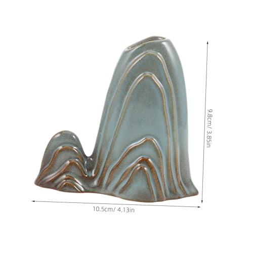 Ceramic Miniature Mountain Figurine Bonsai Decor for Fish Tank Calligraphy Brush Holder Sturdy Landscape Ornament for Zen Garden and