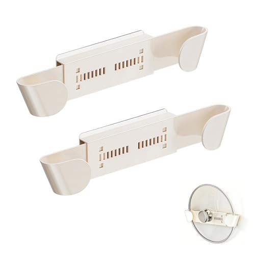 Universal Pot Lid Holder Organizer for Cabinet, White, 2 Pack | Pan Lid Organizers, Inside Door Wall Mount, Pots Top Rack