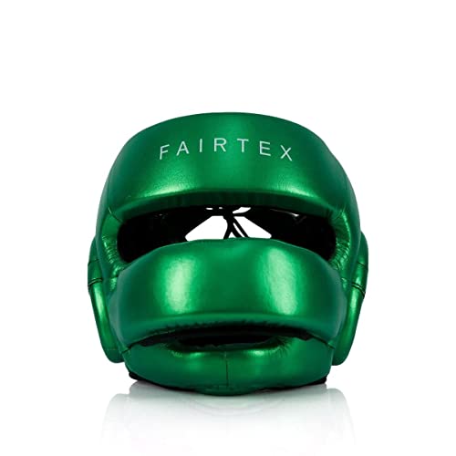 Fairtex HG17 Pro Sparring Headgear, Muay Thai Kickboxing Boxing Head Guard - color: Metallic Green, size: Medium