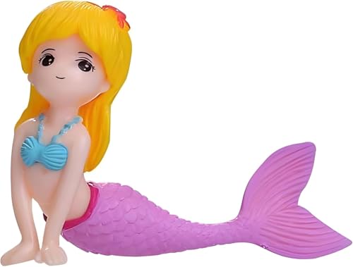 Mermaid Aquarium Ornament for Fish Tanks and Terrariums, Pink Plastic Mermaid Figurine for Fairy Gardens, DIY Landscapes and Party Decor (Miniature Size)
