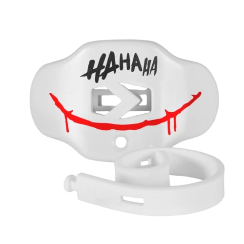 SLEEFS Classic Football Mouthguard with Bold Designs and Removable Strap - color: Ha Ha Ha Red Smile White