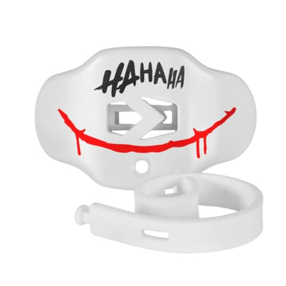 SLEEFS Classic Football Mouthguard with Bold Designs and Removable Strap - color: Ha Ha Ha Red Smile White