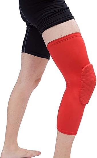 Breathable Basketball Shooting Sport Safety Kneepad Honeycomb Pad Bumper Brace Kneelet Protective Knee pads rodilleras - color: Red-1 pair, size: Small