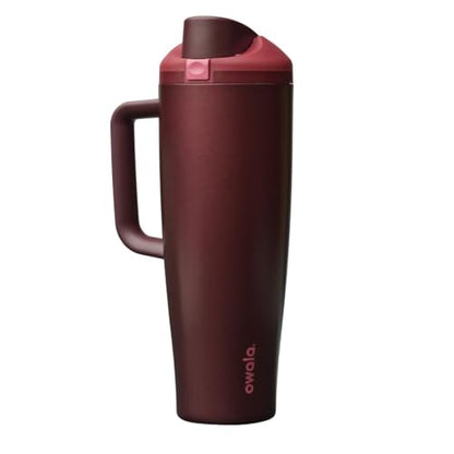 Owala FreeSip Tumbler Stainless Steel Water Bottle 40 oz Black Cherry | Triple-Layer Insulation | Leak-Proof Lid with Push-Button | Double Threaded Lid for Left and Right-Handed Drinking - color: Black Cherry, size: 40 Ounces