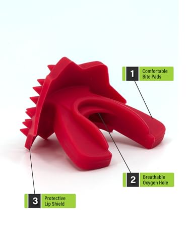 Loudmouth Football Mouth Guard - 3D SpikeSurge Football Mouthpiece with Strap, Fits Adult & Youth, Mouth Guard Football Accessories (Trojan Cardinal Red) - color: Trojan Cardinal Red