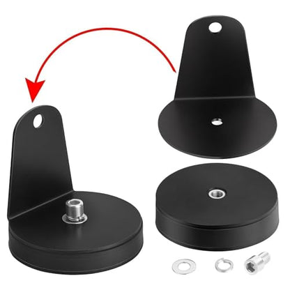 Magnetic Base Mounting Brackets, 2pcs Powerful Sucker Holder Magnet Mount for LED Light Bar, Pods, Off Road Driving Lights - color: Black