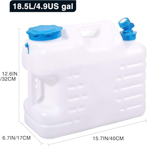 5 Gallon/18.5L Water Container with Spigot, Portable BPA Free Water Jug, Multifunction Water Tank for Camping Outdoor Hiking Picnic Supplies, Emergency Stroage, 2 Pack - size: 5 gal, 2 pack