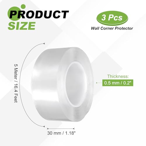 PATIKIL Clear Edge Protector Strip, 3 Roll 1.2 in x 16.4 ft Table Edge Protector Self Adhesive Cabinet Soft Corner Guard for Furniture Countertop Kitchen Wall Window