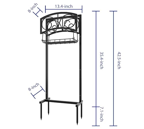 Fire Beauty Garden Hose Holder,Freestanding Water Hose Holder with Storage Basket,In ground Hose Rack Organizer for Outdoor,Detachable Hose Holder Stake,Hose Reel Stand for Outside Lawn Yard - style: Scroll Design