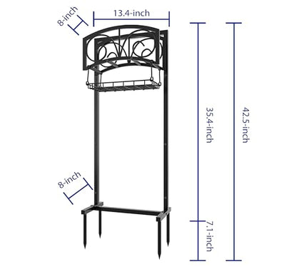 Fire Beauty Garden Hose Holder,Freestanding Water Hose Holder with Storage Basket,In ground Hose Rack Organizer for Outdoor,Detachable Hose Holder Stake,Hose Reel Stand for Outside Lawn Yard - style: Scroll Design
