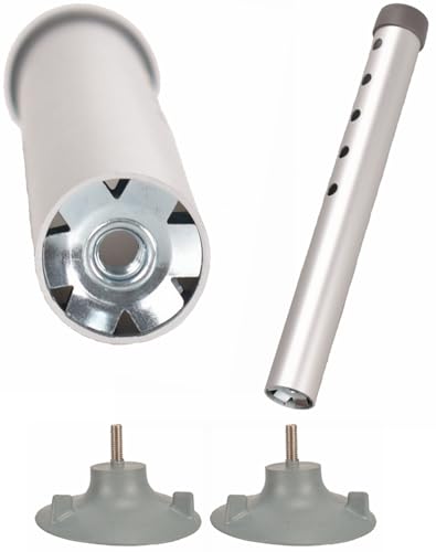 Foot Tube and Suction Cup Tips, for Toilet Safety Rail and Shower Chair Bench Bath Stool, Replacement Suction Cups Tips and Aluminum Tubes, 5 Height Adjustable Leg Tube Accessories