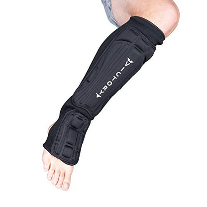 Kickboxing, Muay Thai MMA Martial Arts Shin Guards, Instep Guard Sparring Protective Leg Shin Foam Kick Pads for Kids and Adults - size: Large