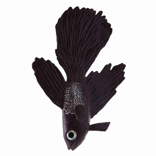 SUNGOOYUE Aquarium Decoration Silicone Fake Betta Fish Ornament 3 Inch Floating Artificial Fish with Suction Cup Look Easy Clean for Freshwater Saltwater Tank (No. 2 Brown Betta) - color: No. 2 Brown Betta