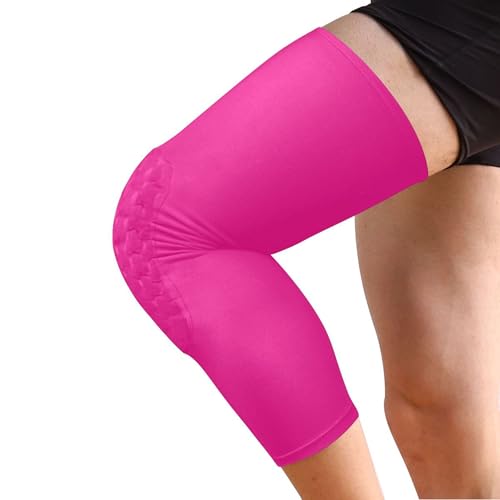 Deep Pink Sports Knee Pads Youth Volleyball Basketball Long Leg Sleeves Braces Compression Wrestling Youth/Kids & Adult Sizes - color: Deep Pink