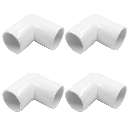 Piutouyar 4 Pcs 3/4" 90 Degree Right Angle Elbow PVC Pipe Fitting, 2 Way Furniture Grade Pipe Connector PVC Elbow Fitting Pipe Corner Connector for DIY Shelf Garden Support Structure - size: 90 degree 3/4 inch