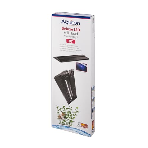 Aqueon LED Deluxe Fish Tank Aquarium Full Hood, Black, 30 Inch - size: 30"