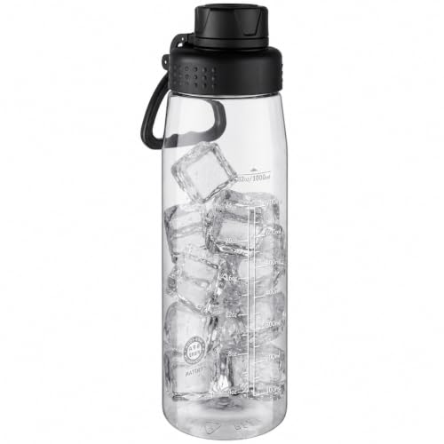 32oz Clear Water Bottle - BPA-Free Tritan Plastic, Fast Flow Spout Lid, Wide Mouth & Leakproof Design Hiking Water Bottle Suitable for Travel, Outdoors, Gym, Travel, Home, School(Clear-Black) - color: Clear-Black