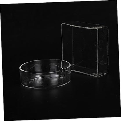 Kisangel 3pcs Round Glass Shrimp Feeding Dish Crystal Shrimp Food Basin for Aquarium Durable Feeder Bowl for Fish and Reptiles Tank Ornament and Supplies - size: Size 1