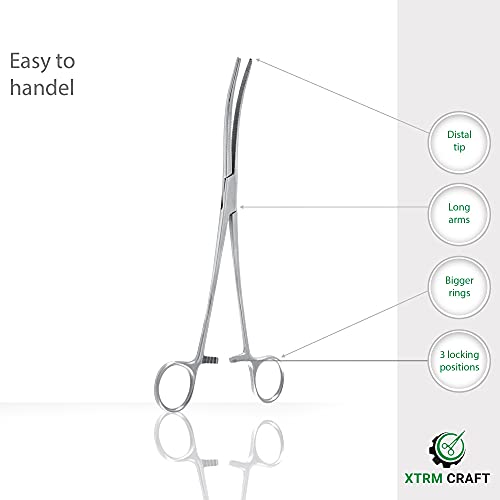 Pean Hemostat Straight and Curved Multipurpose Locking Tweezer Clamps Serrated, Stainless Steel - Hemostats for Nurses, Fishing Forceps, Crafts and Hobby