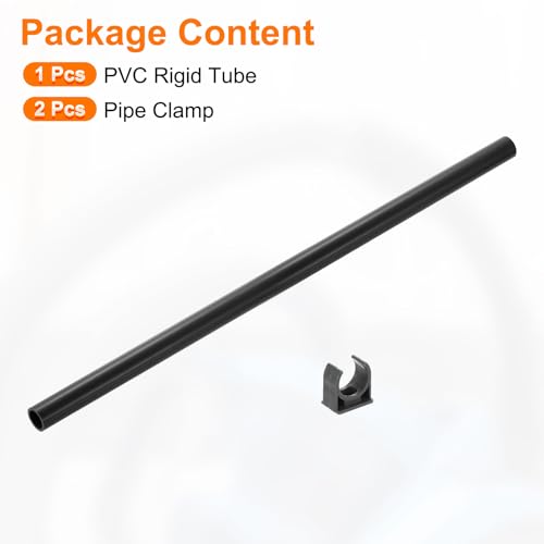 uxcell PVC Rigid Tube, 500mm Length Round Pipe Tubing, 16mm ID 20mm OD Plastic Tubes with Clamp for Aquarium, Water Cooling System, Cable Sleeve, Dark Gray - color: Dark Gray, size: 500mm x 16mm x 20mm