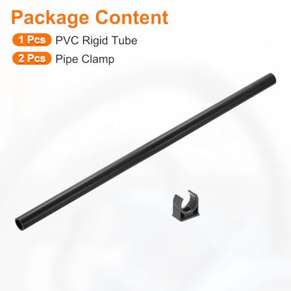 uxcell PVC Rigid Tube, 500mm Length Round Pipe Tubing, 16mm ID 20mm OD Plastic Tubes with Clamp for Aquarium, Water Cooling System, Cable Sleeve, Dark Gray - color: Dark Gray, size: 500mm x 16mm x 20mm