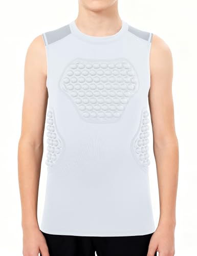 Roadbox Youth Baseball Chest Protector Padded Compression Shirt Heart Guard - color: 04 White+Gray, size: X-Large